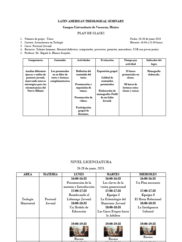 Plan de Clases: Pastoral Juvenil 2023 | PDF | Aprendizaje