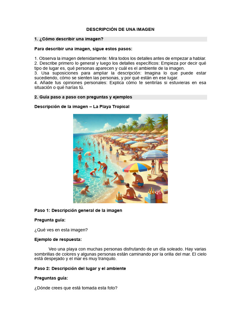 Descripción de Una Imagen | PDF | playa