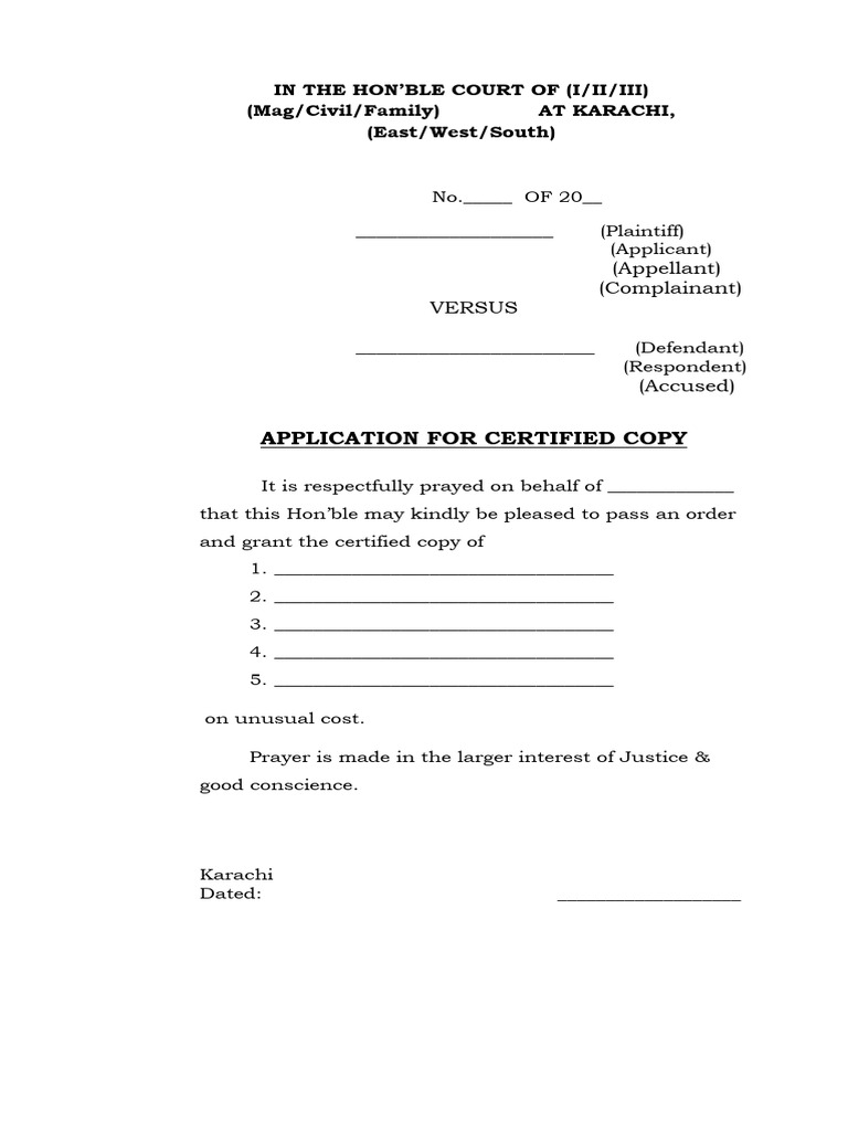 Certified Copy Application Format | PDF