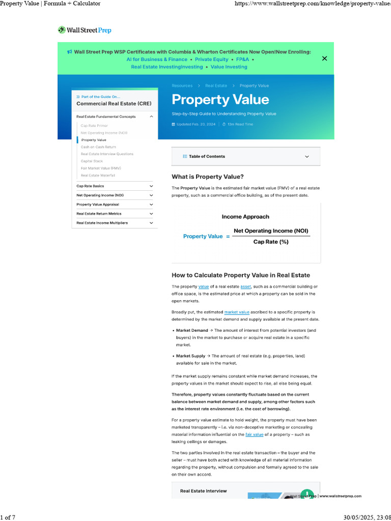 Property Valuation: Formulas & Tools | PDF