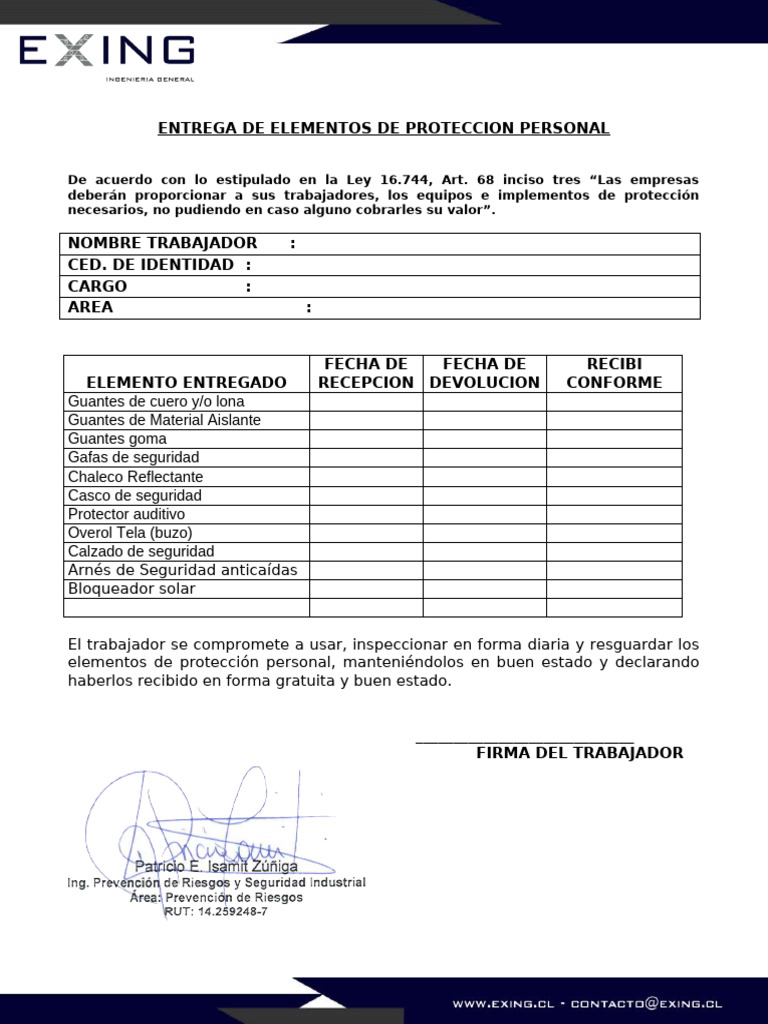 Entrega de Epp Exing | PDF