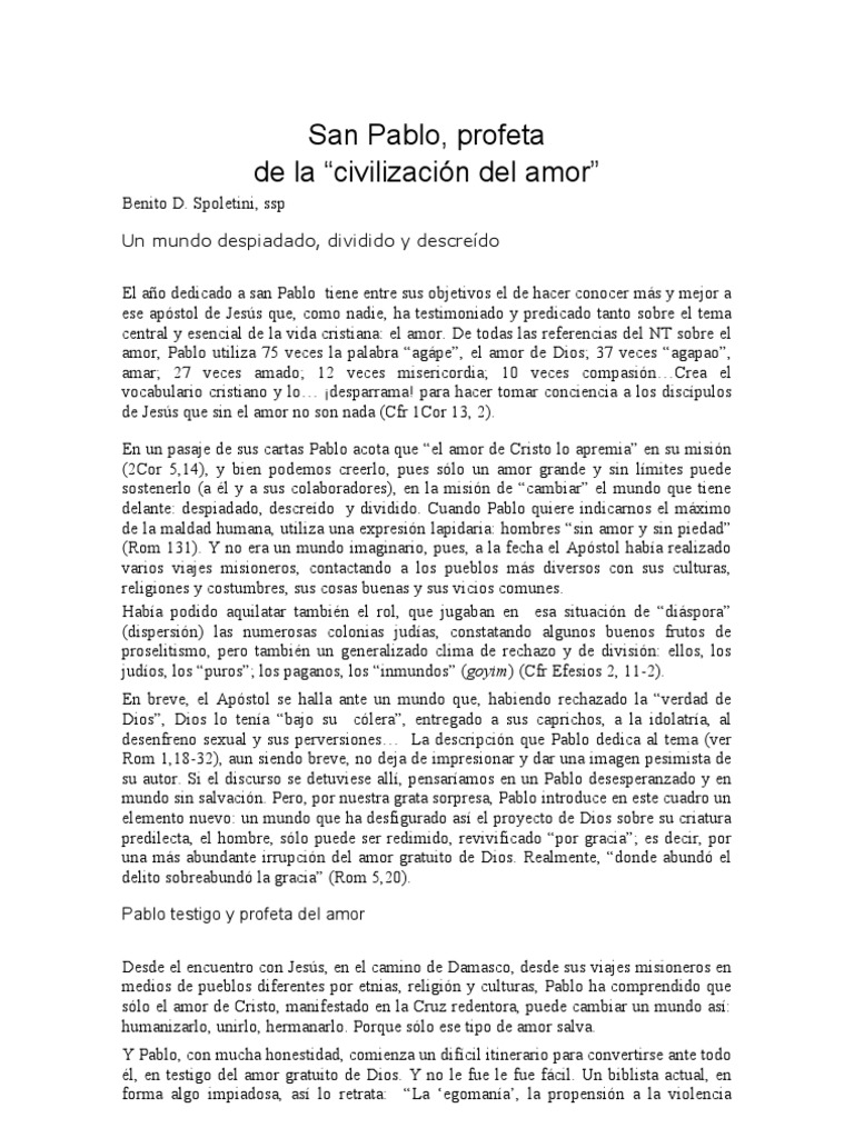 Civiliacion Del Amor y Pablo | PDF | Pablo el apóstol | Amor