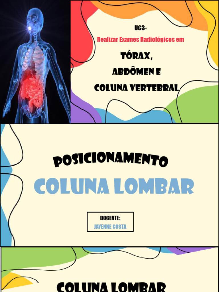 Posicionamento Coluna Lombar | PDF | Coluna vertebral | Vértebra, image size:768x1024