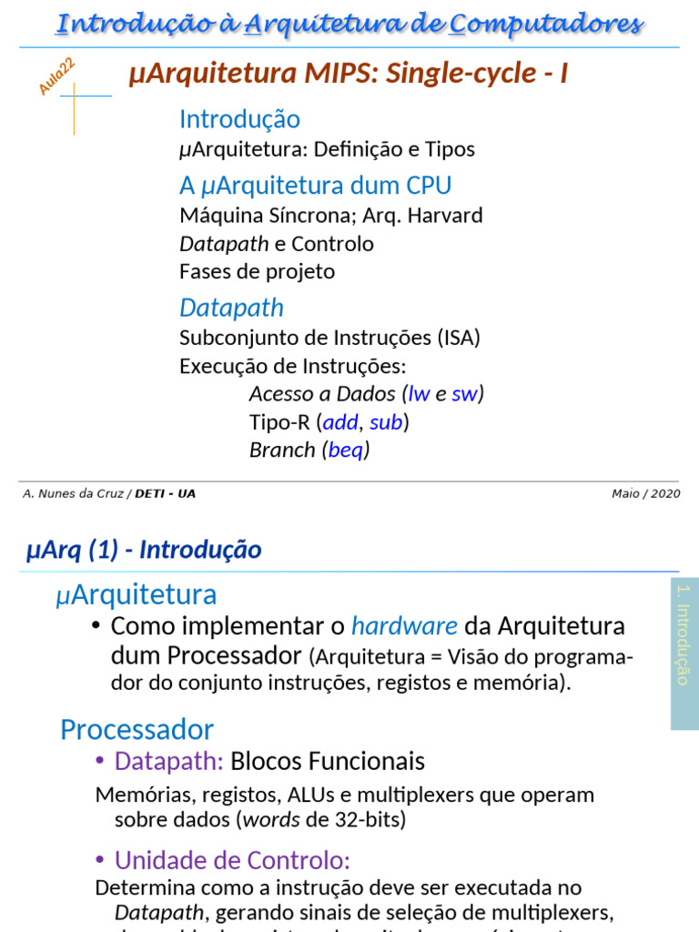 μArquitetura MIPS: Single-Cycle CPU | PDF | Unidade central de ...