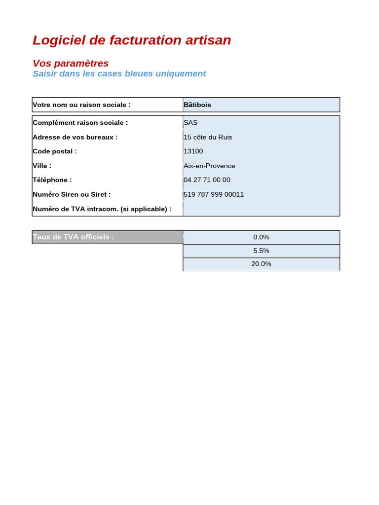 Logiciel Facturation Artisan RICOU - Abonnement Windows - NEUF