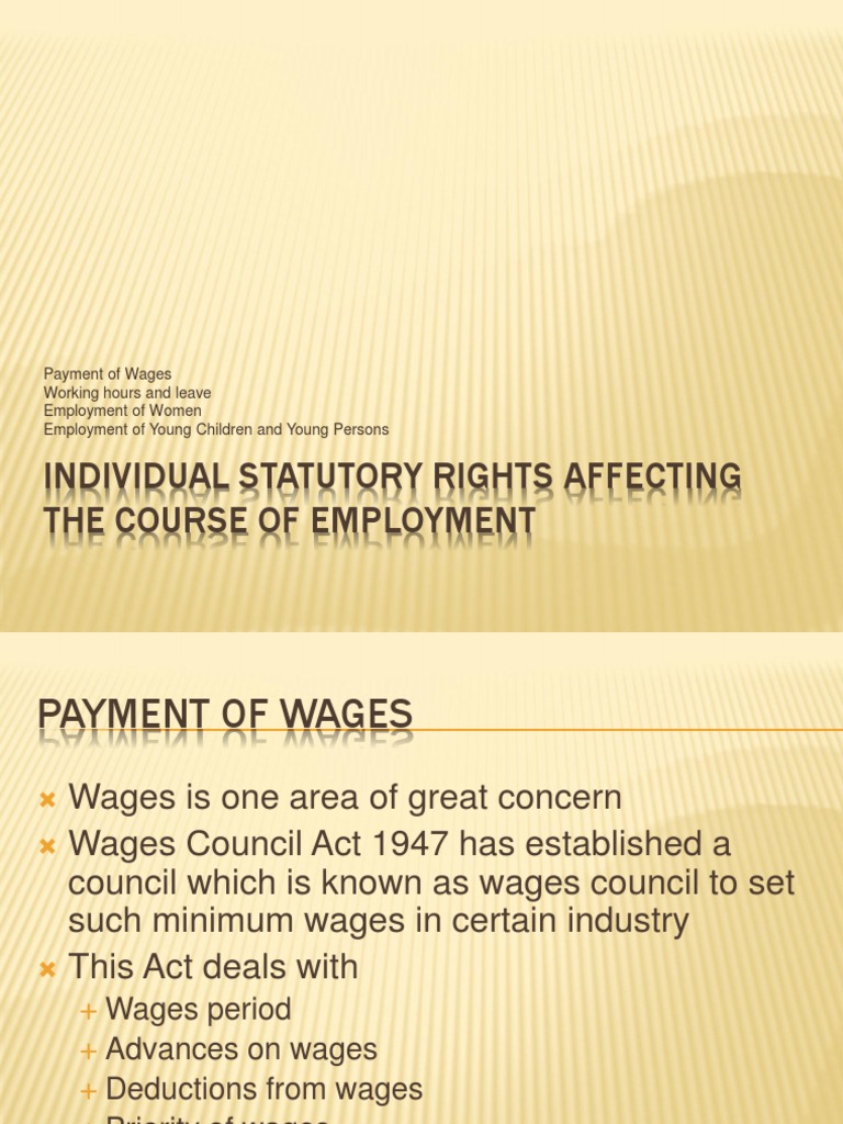 Lecture 4 Individual Statutory Rights Affecting the Course of