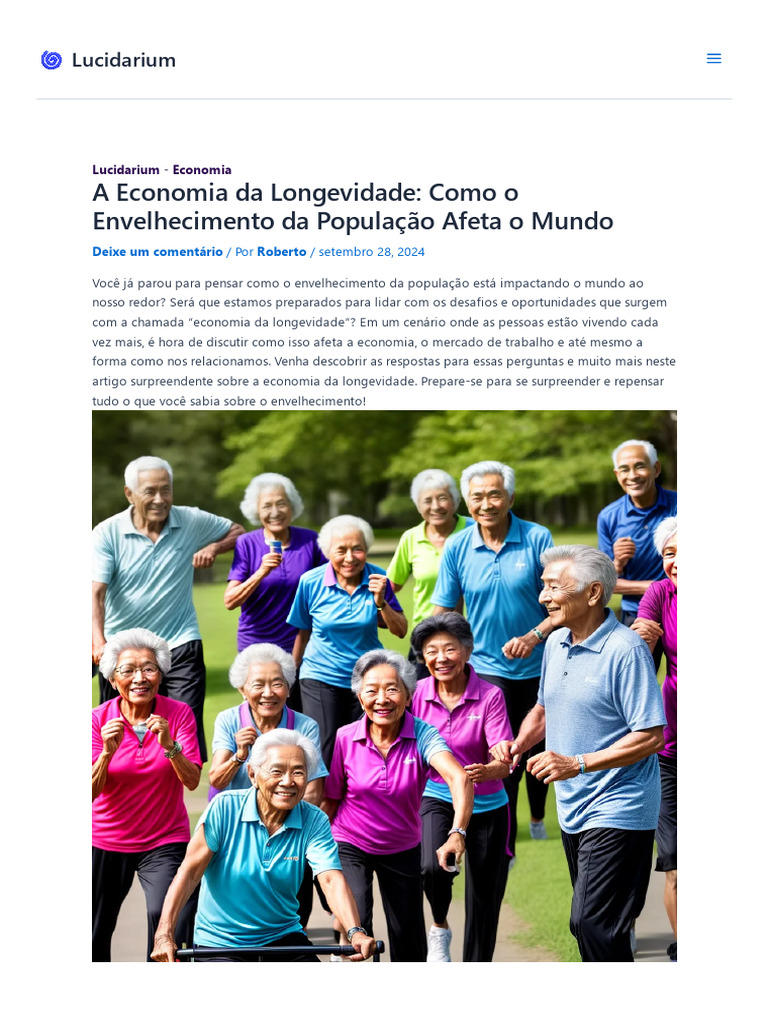 Economia da Longevidade e Envelhecimento | PDF | Envelhecimento | Economia