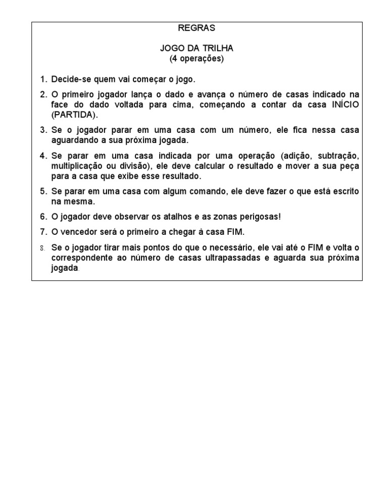 Cartão de regras do jogo Na Trilha das Substâncias.