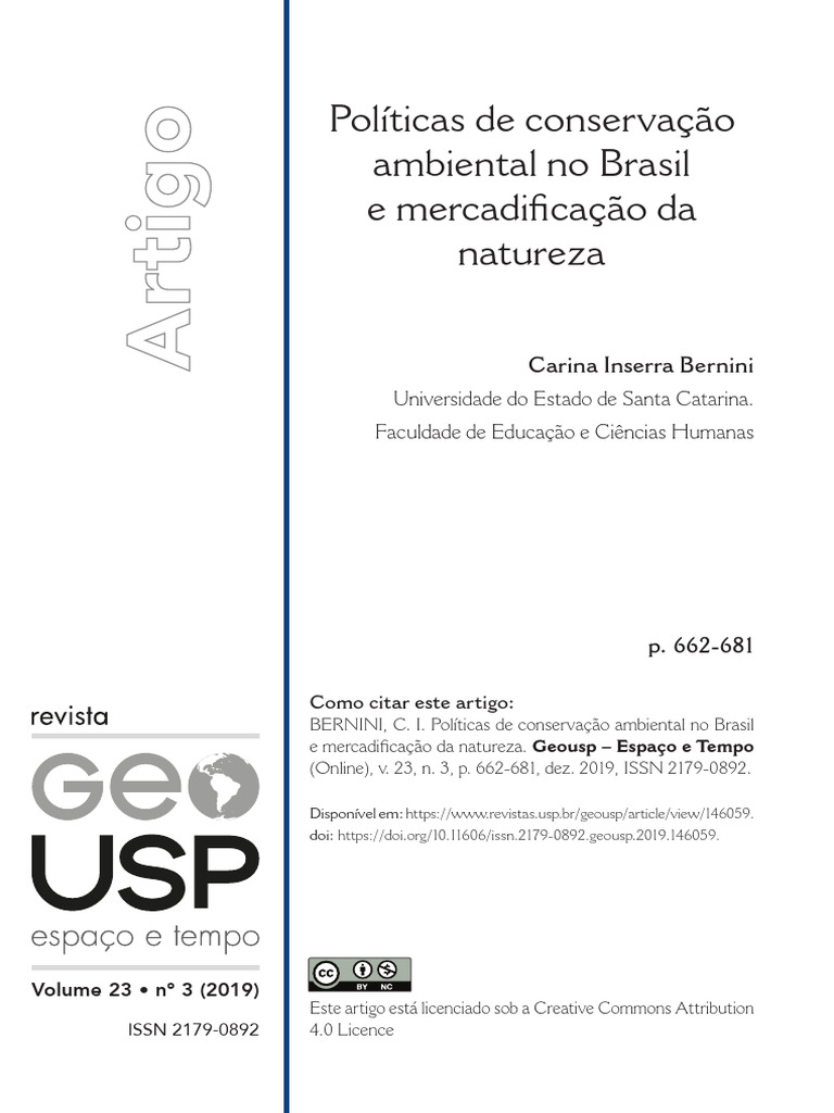 Políticas de Conservação Ambiental no Brasil | PDF | Movimento ...