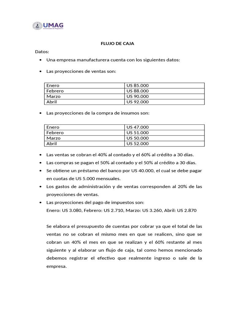 Flujo de Caja Proyectado para Empresa | PDF | Presupuesto | Economias