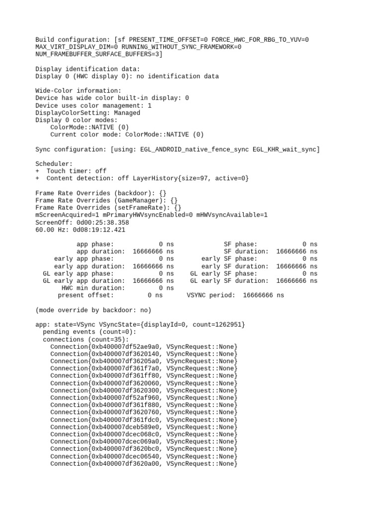 Display Configuration and VSync Analysis | PDF | Computer Architecture ...