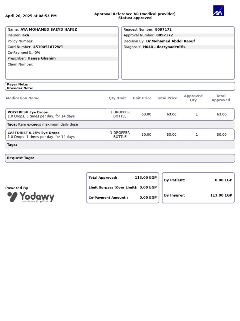 Medication Name Qty /unit Unit Price Total Price Approved Qty Total ...