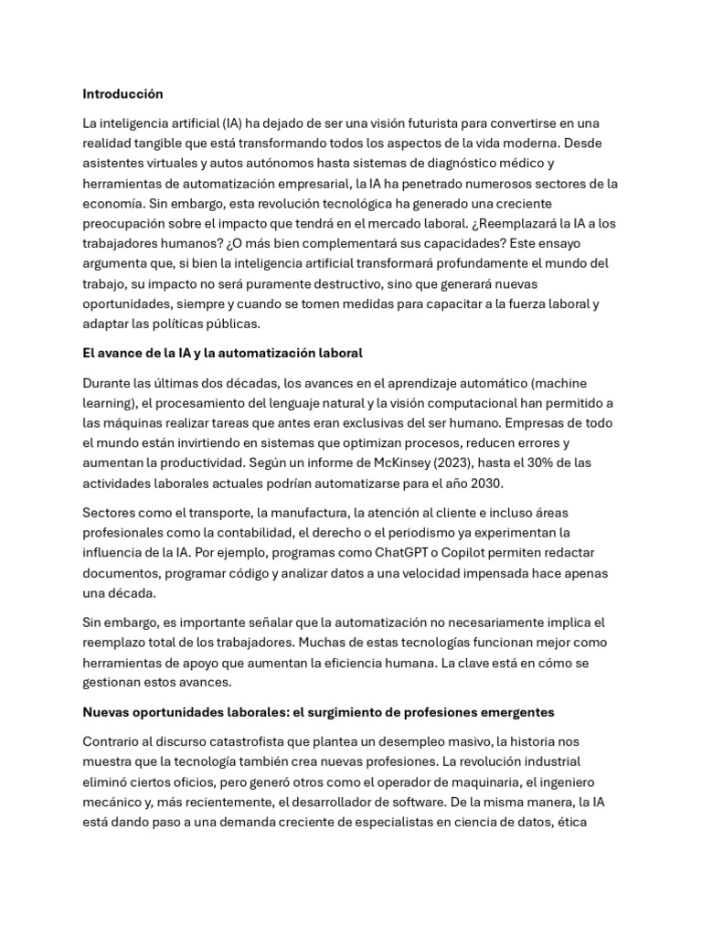 Impacto de la IA en el Trabajo Futuro | PDF | Inteligencia artificial ...