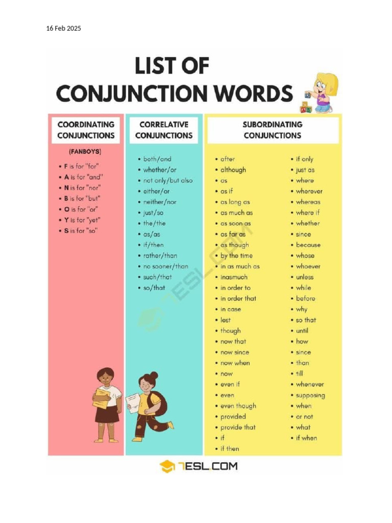 Conjunctions Exercises | PDF