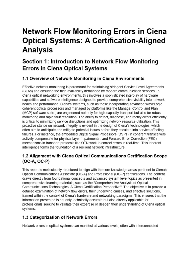 Ciena Optical Systems: Network Error Analysis | PDF | Dispersion ...