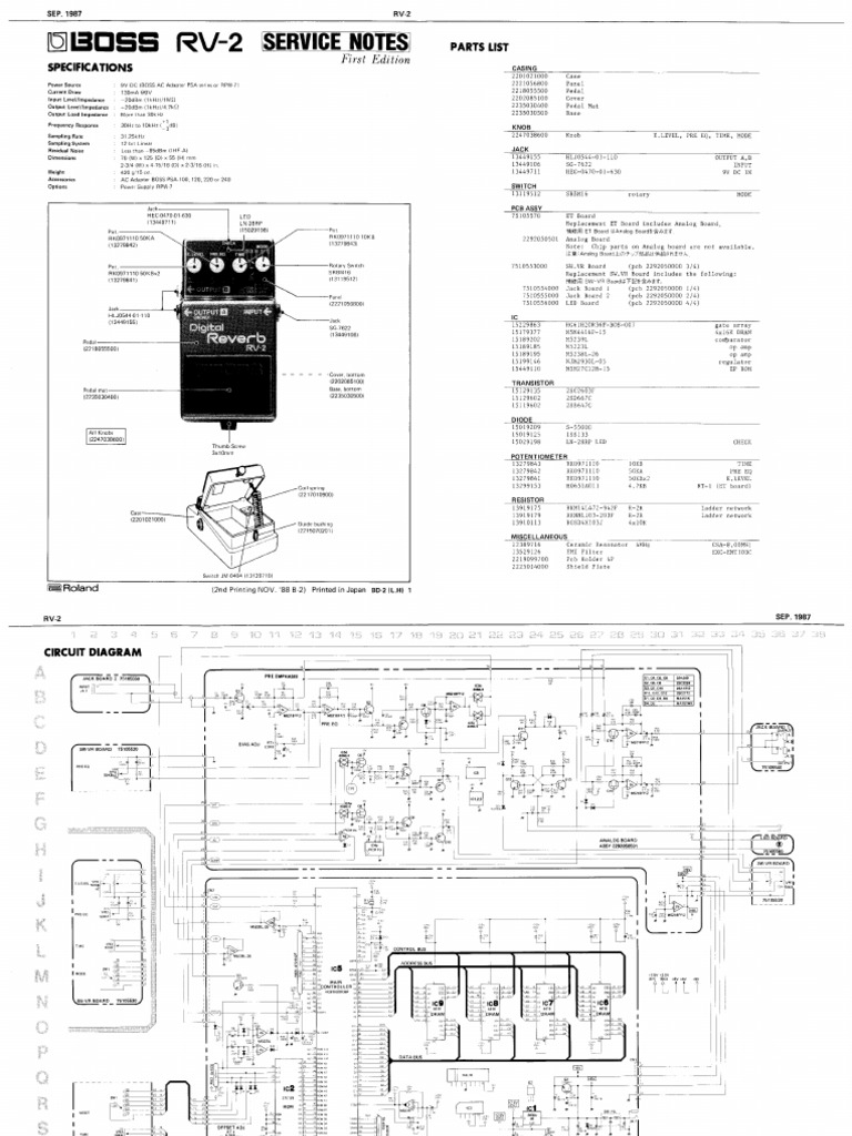 Boss RV 2 Digital Reverb | PDF