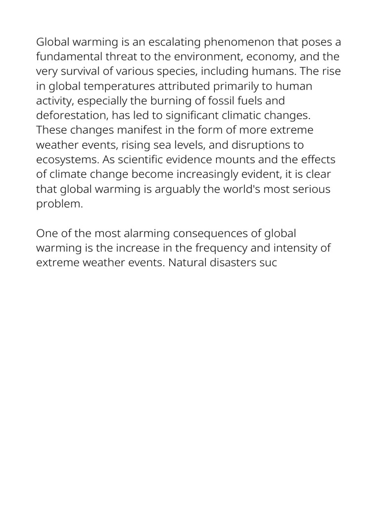 Urgent Action Against Global Warming | PDF | Climate Change | Drought