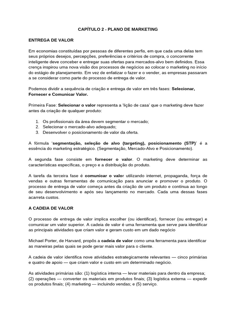 Estrutura do Plano de Marketing | PDF | Marketing | Segmentação de mercado