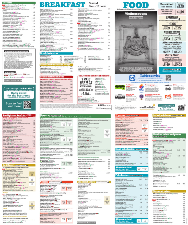 Breakfast Menu Highlights and Options | PDF | Pancake | Bacon