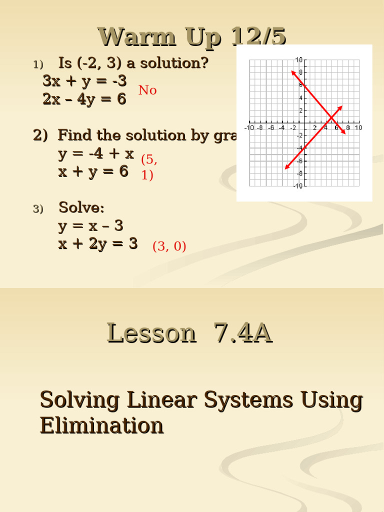 7.4 Systems by Elimination Day 1 | PDF | Algebra | Algorithms