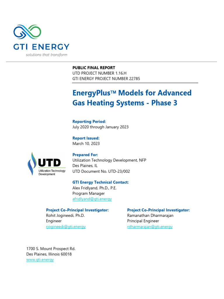 EnergyPlus Models for Gas Heating Systems | PDF | Water Heating | Heat