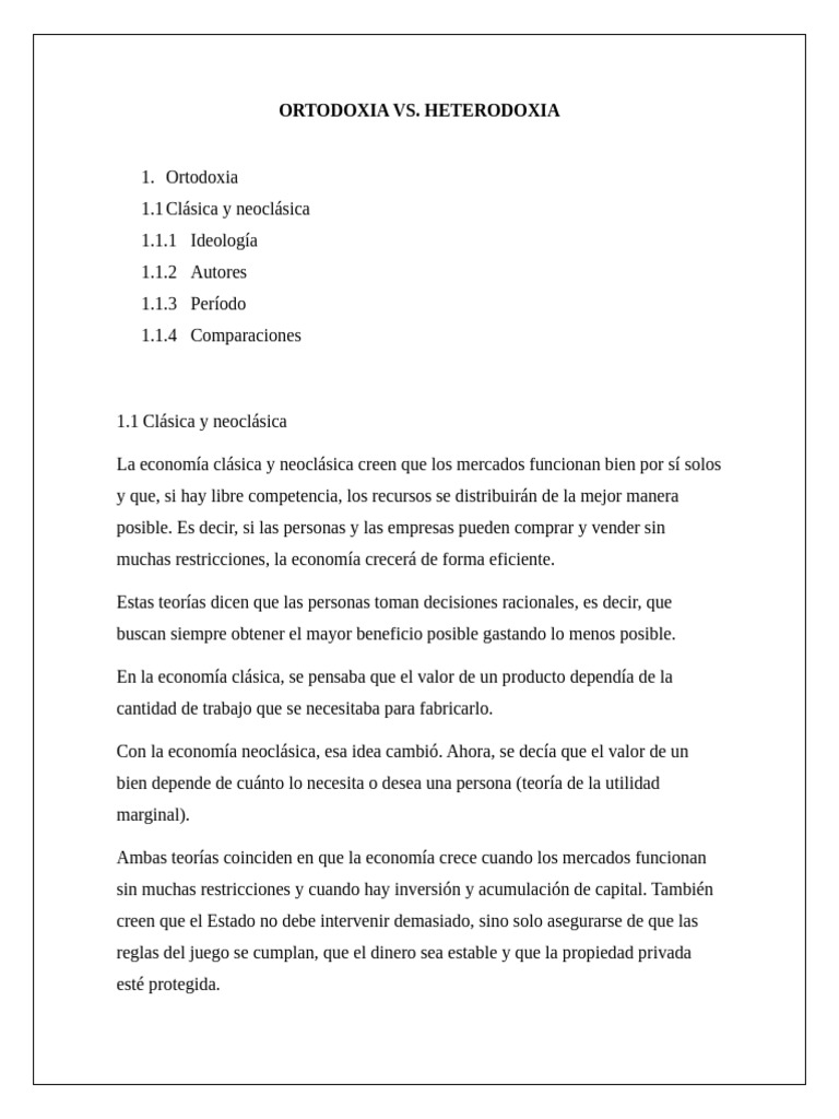 Ortodoxia y Heterodoxia Económica | PDF | Economía clásica | Economía ...