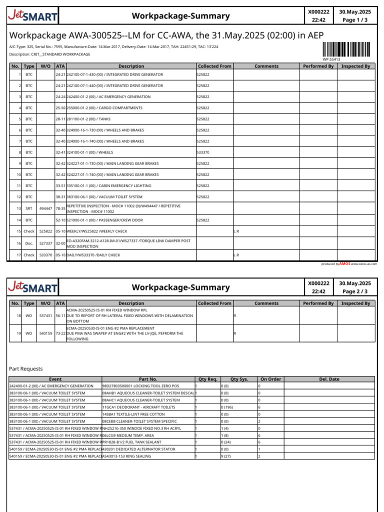 Aircraft Workpackage Summary Report | PDF | Aircraft | Aviation