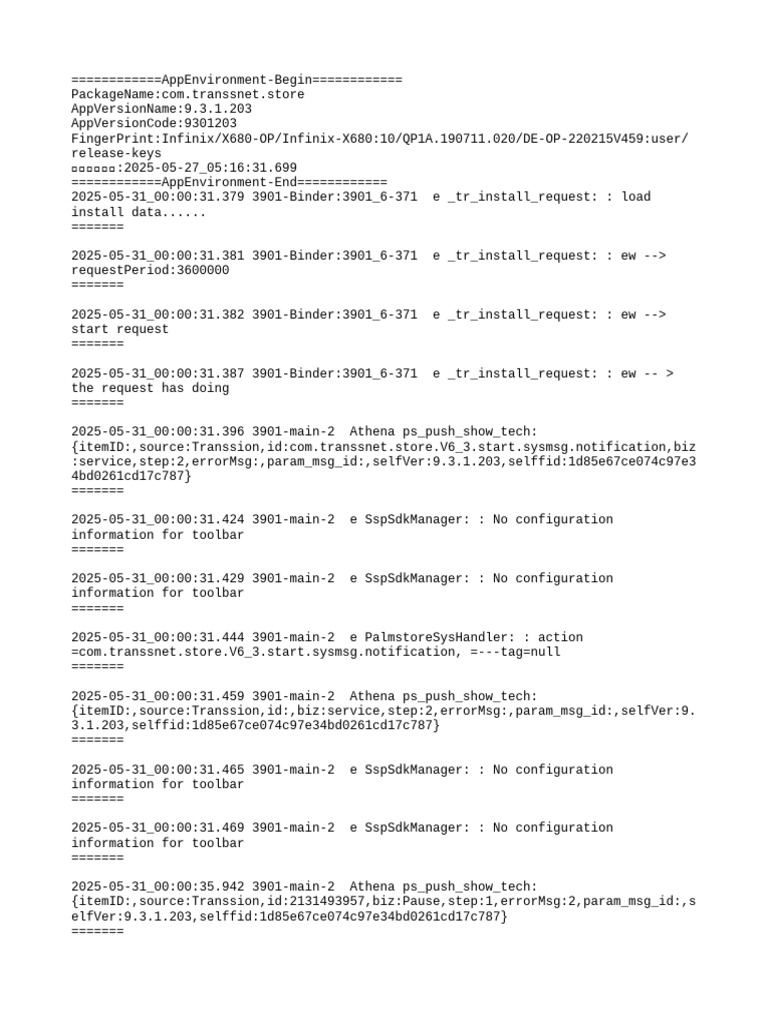 Transsnet Store App Environment Log | PDF