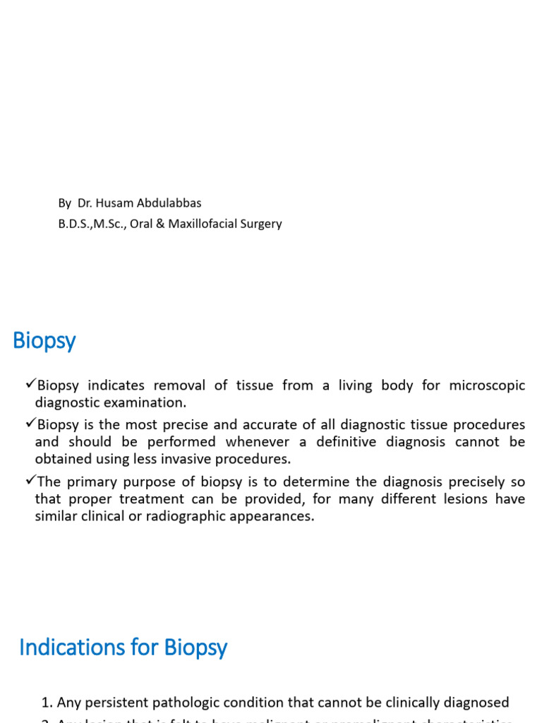 Oral Surgery Biopsy Techniques Guide | PDF | Biopsy | Pathology