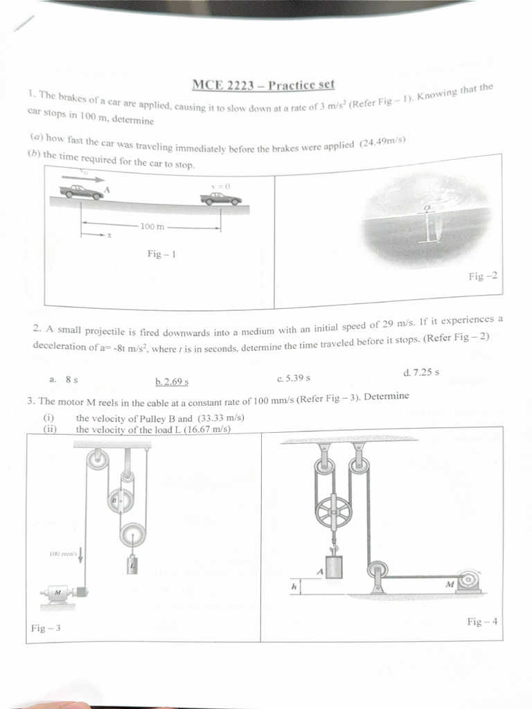 MCE 2223 - Practice Set | PDF