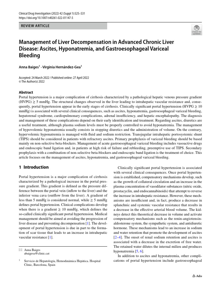 Management of Liver Decompensation in Advanced Chronic Liver Disease ...