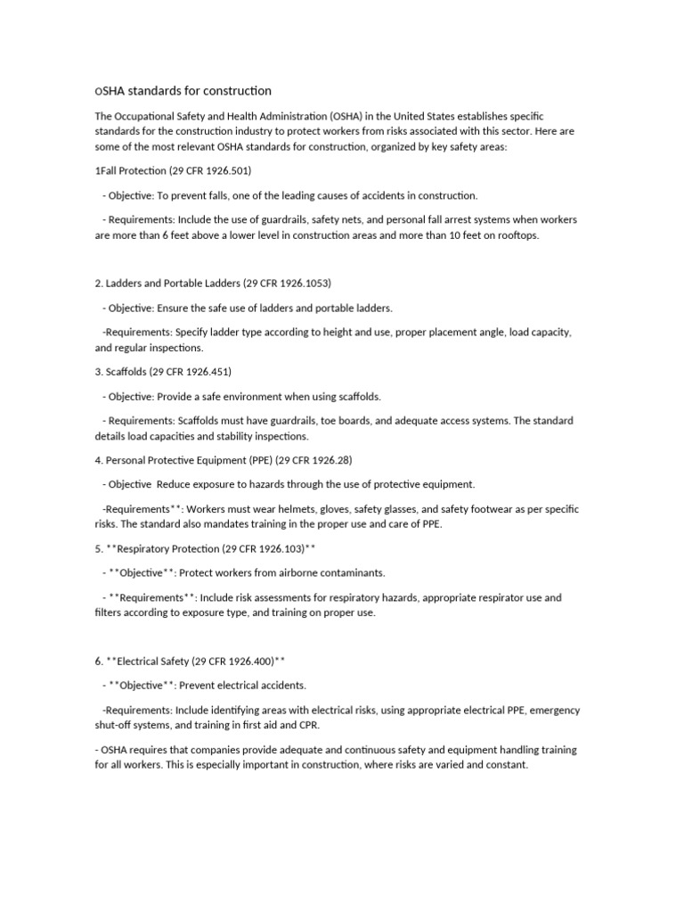 OSHA Standards For Construction Jade | PDF | Personal Protective ...
