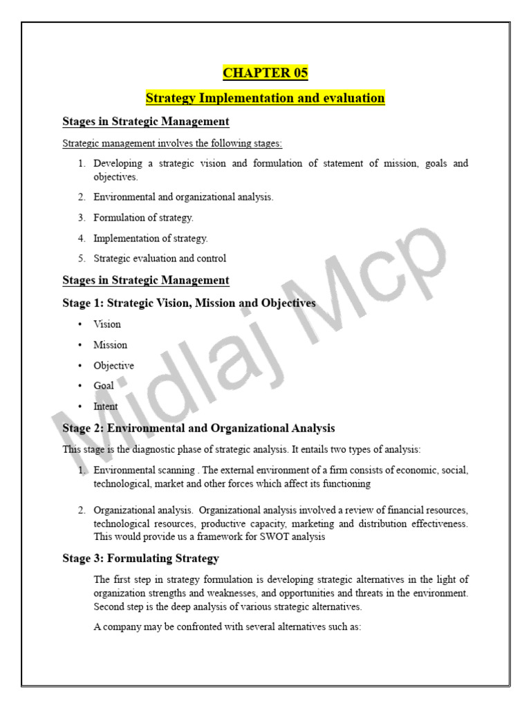 Strategic Management Implementation Guide | PDF | Strategic Management ...