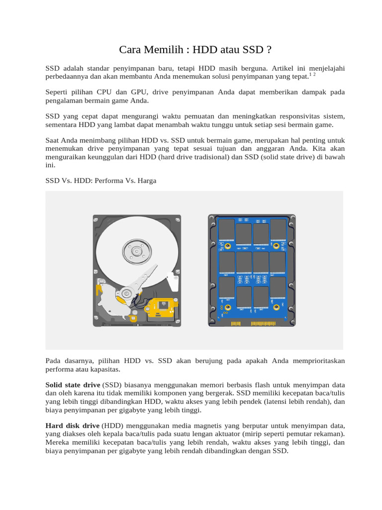 Cara Memilih Harddisk Atau SSD | PDF