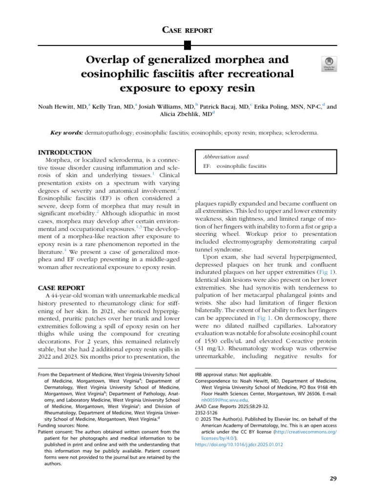 Eosinophilic Fasciitis Post Epoxy Exposure | PDF | Medical Specialties ...