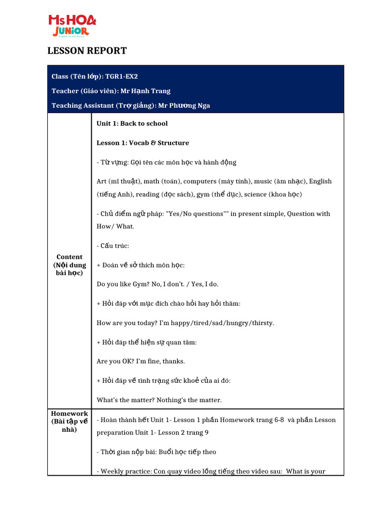 Lesson Report - U1 - l1 - Explorer 2 | PDF