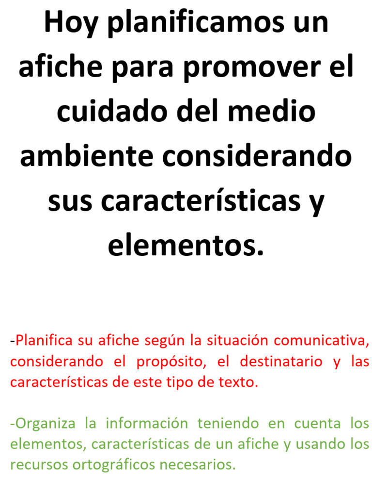 Afiche sobre Cuidado del Medio Ambiente | PDF