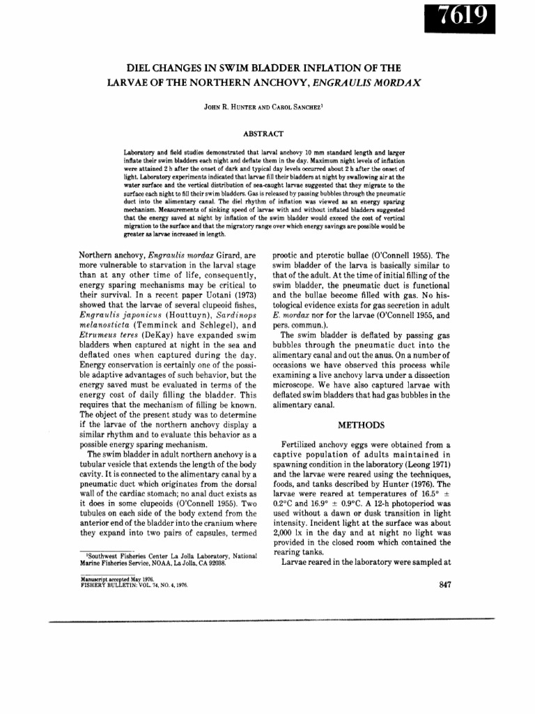 Diel Changes in Swim Bladder | PDF | Volume