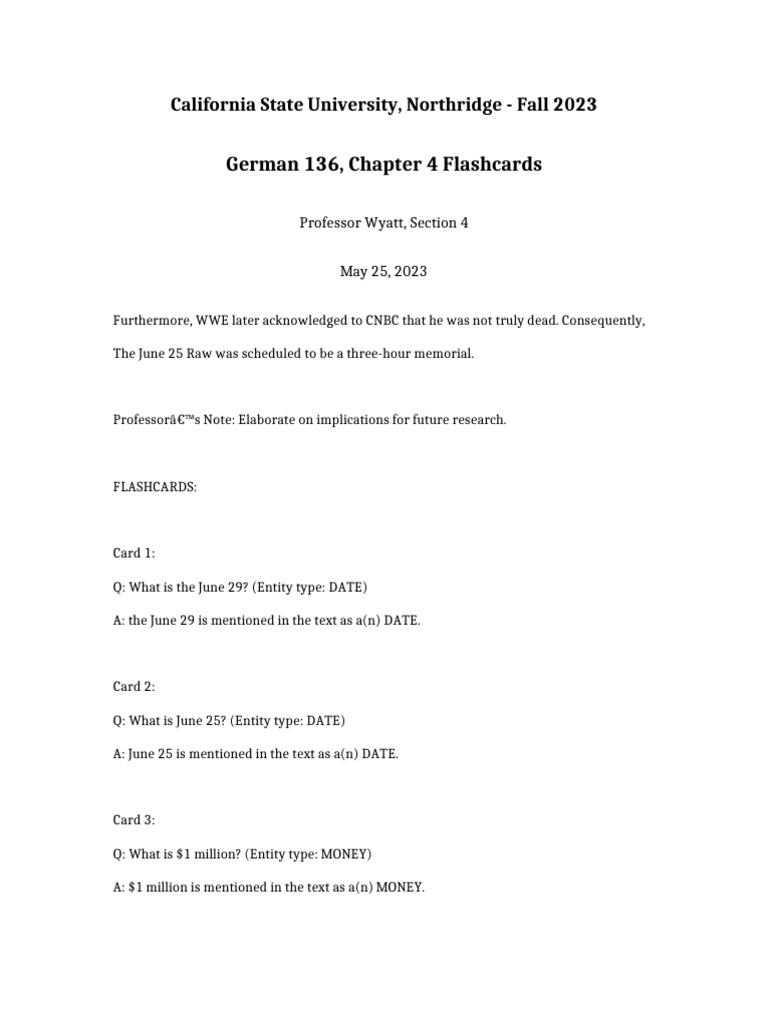 German 136 Chapter 4 Flashcards | PDF