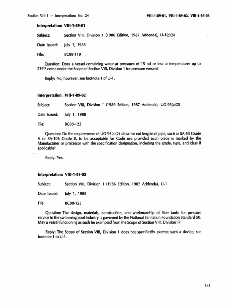 Section VIII-1 Interpretations Summary | PDF | Strength Of Materials ...