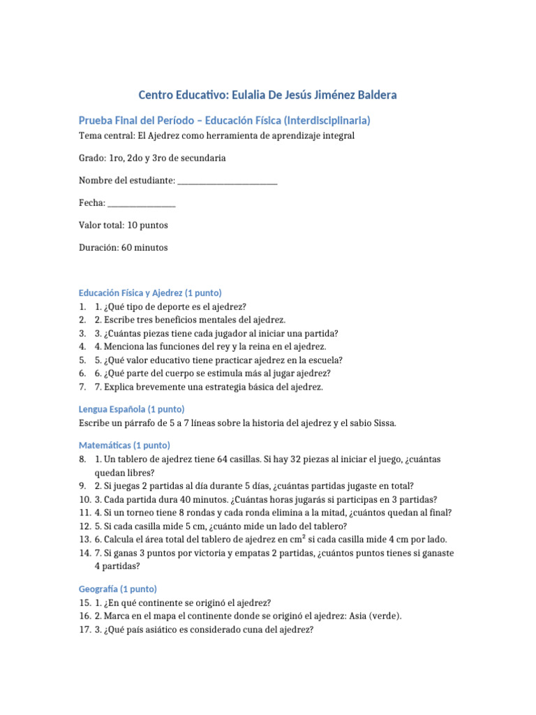 Ajedrez en Educación Física: Aprendizaje Integral | PDF | Ajedrez ...