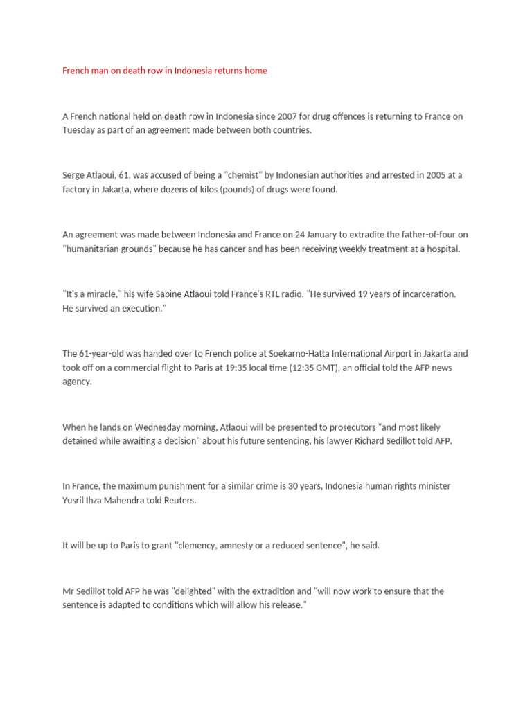 Frenchman Extradited from Indonesia | PDF | China | World Politics