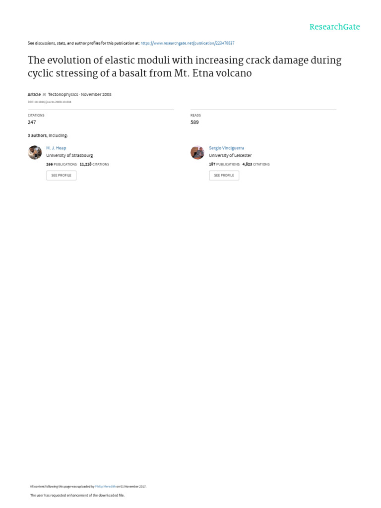 Elastic Moduli Changes in Etna Basalt | PDF | Young's Modulus ...