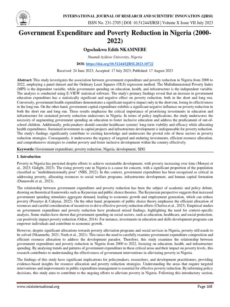 Government Spending and Poverty in Nigeria | PDF | F Test | Keynesian ...