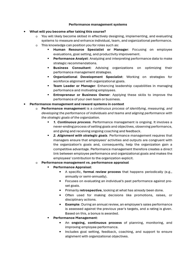 1st Lecture Performance Management Systems Context | PDF | Cost Of ...