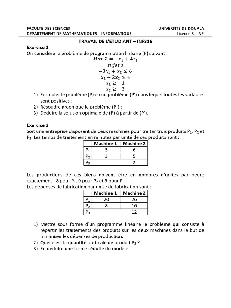 Programmation Linéaire et Optimisation | PDF