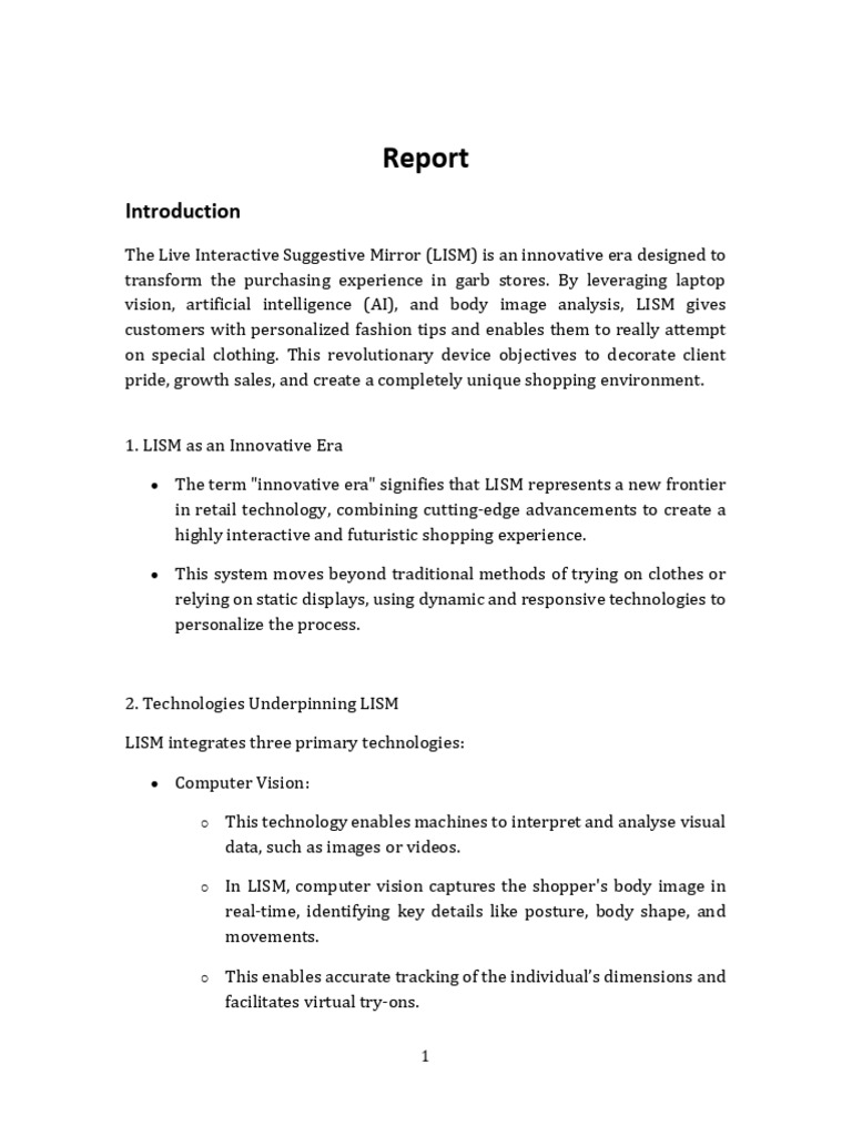 Interactive Fashion Mirror Technology | PDF | Machine Learning ...