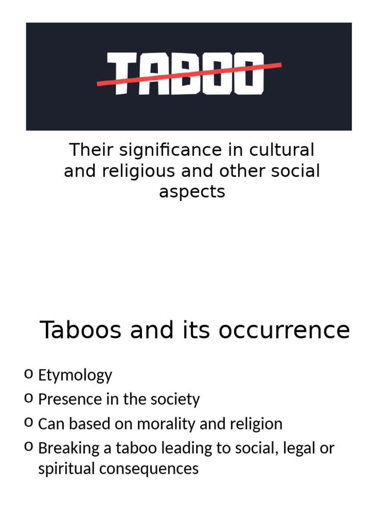 Understanding Cultural and Religious Taboos | PDF
