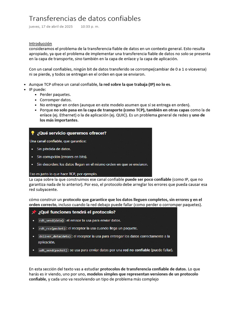Transferencias de Datos Confiables | PDF | Protocolos de internet ...