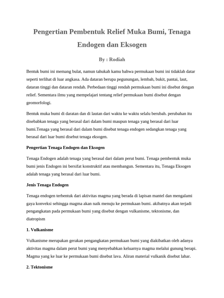 Tenaga Endogen dan Eksogen Muka Bumi | PDF